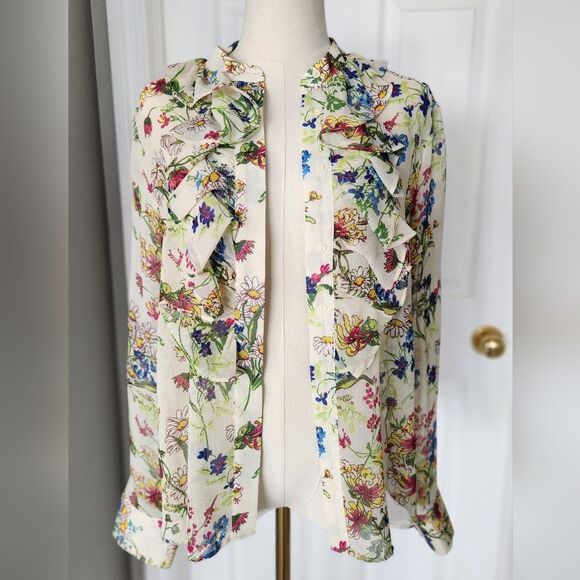 NWOT H&M Floral ruffle blouse - Size 8 - Picture 7 of 9